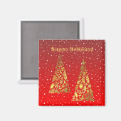 Arbres de Noël dorés brillants Magnet de vacances (Recto/Verso)