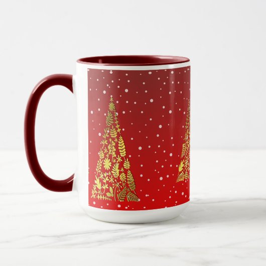 Arbres de Noël dorés brillants Mug de Fêtes (Gauche)