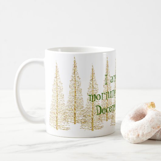 Arbres de Noël dorés Matin personne Mug (Avec donut)