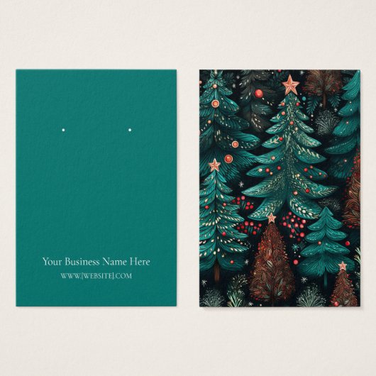 Arbres de Noël Earring Carte d'affichage (Devant & derrière)
