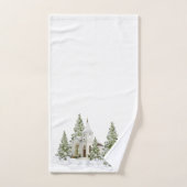 Arbres de Noël et neige blanche (Serviette à main)