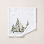Arbres de Noël et neige blanche (Gant de toilette)