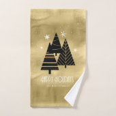 Arbres de Noël et Snowflakes Motif Gold ID863 (Serviette à main)