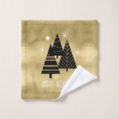 Arbres de Noël et Snowflakes Motif Gold ID863 (Gant de toilette)