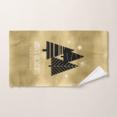 Arbres de Noël et Snowflakes Motif Gold ID863 (Serviette à main)