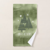 Arbres de Noël et Snowflakes Motif Green ID863 (Serviette à main)