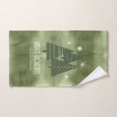 Arbres de Noël et Snowflakes Motif Green ID863 (Serviette à main)