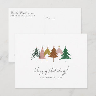 Arbres de Noël Festifs Minimalistes Carte de Vœux