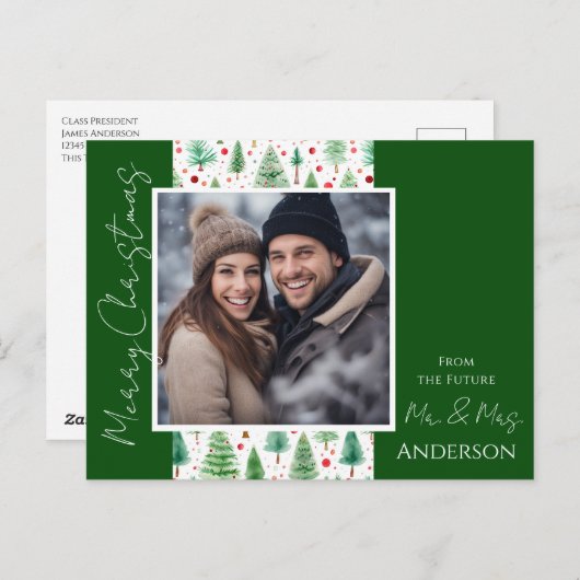 Arbres de Noël mariages Enregistrer la date Carte  (Devant / Derrière)