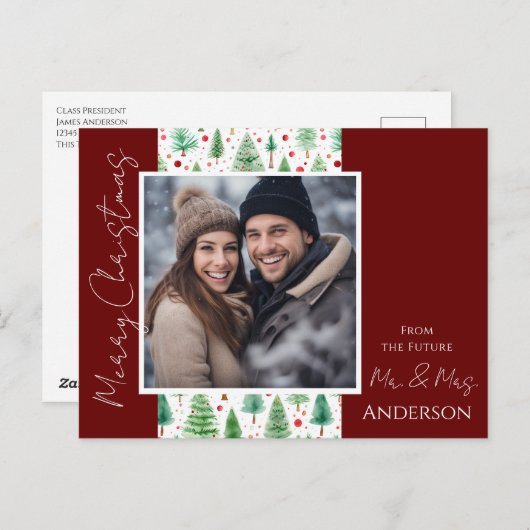 Arbres de Noël mariages Enregistrer la date Carte  (Devant / Derrière)