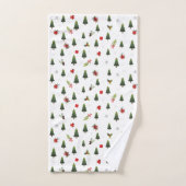 Arbres de Noël, Mistletoe & Cadeaux (Serviette à main)