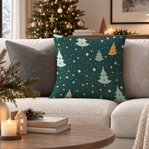 Arbres de Noël modernes Coussin d'art accent rouge