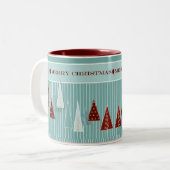 Arbres de Noël modernes rayés Mug de vacances (Devant gauche)