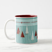 Arbres de Noël modernes rayés Mug de vacances (Gauche)