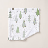 Arbres de Noël modernes Sage Olive Green Motif (Gant de toilette)