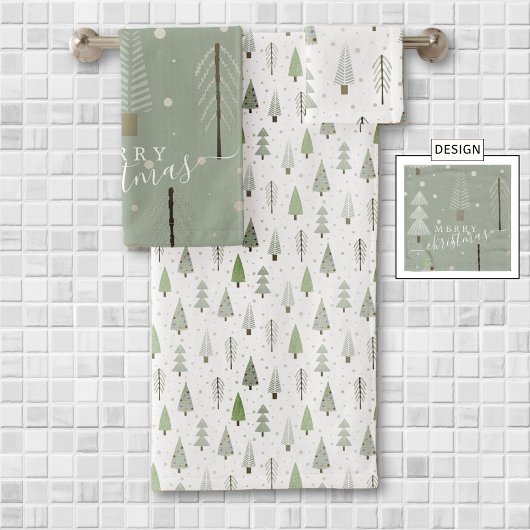 Arbres de Noël modernes Sage Olive Green Motif