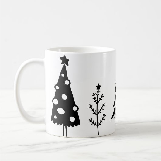 Arbres de Noël noirs et blancs Café Mug (Gauche)