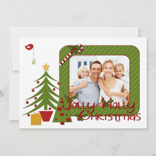 Arbres de Noël, Oiseau, Carte photo de rayures