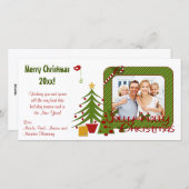 Arbres de Noël, Oiseau, Carte photo de rayures (Devant / Derrière)