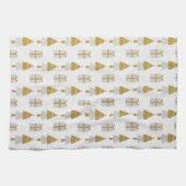 Arbres de Noël or et présente serviette de cuisine (Horizontal)