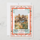 Arbres de Noël rose rétro Carte photo de vacances (Devant)