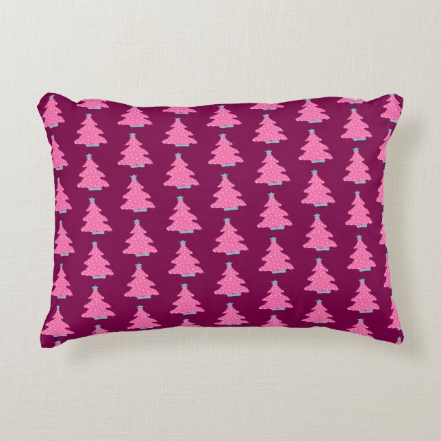 Arbres de Noël roses Coussin d'accent (Devant)