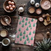 Arbres de Noël roses et verts Serviette de cuisine