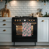 Arbres de Noël roses et verts Serviette de cuisine