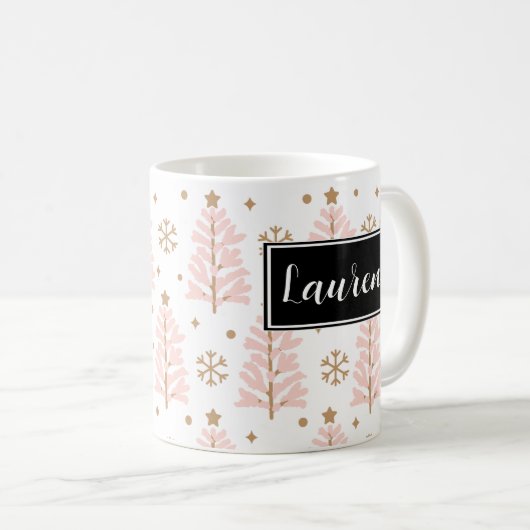 Arbres de Noël roses Personnalisés Mug (Devant droit)