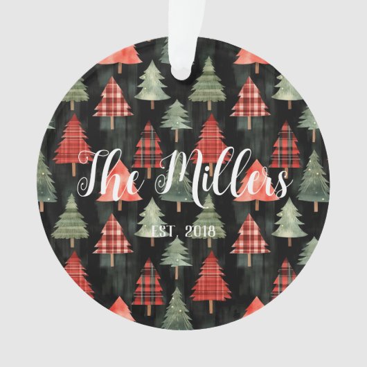 Arbres de Noël rouges et verts sur le noir (devant)