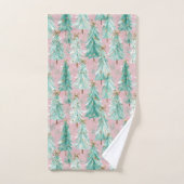 Arbres de Noël sarcelle fantaisistes sur rose (Serviette à main)