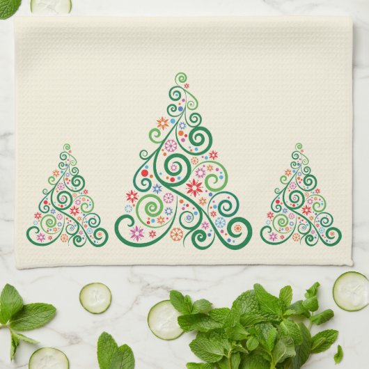 Arbres de Noël Serviettes de cuisine (Plié)