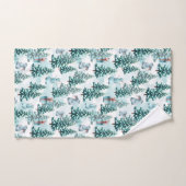 Arbres de Noël, Snowmen, lapins et cadeaux (Serviette à main)