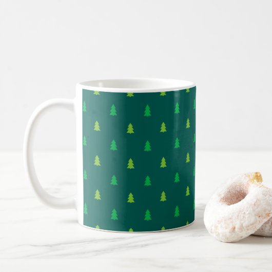 Arbres de Noël tasse de café vert foncé. (Avec donut)