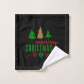 Arbres de Noël Texte sur fond noir (Gant de toilette)