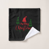 Arbres de Noël Texte sur fond noir (Gant de toilette)