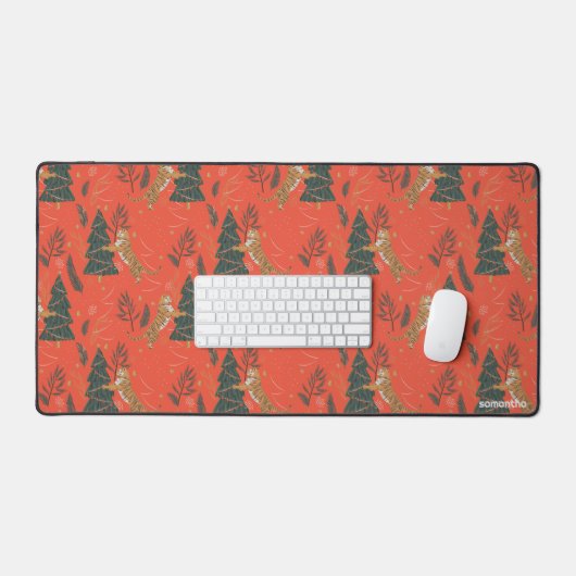 Arbres de Noël & tigres motif personnalisé arrière (Clavier et souris)