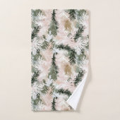 Arbres de Noël verts roses Abstraits (Serviette à main)