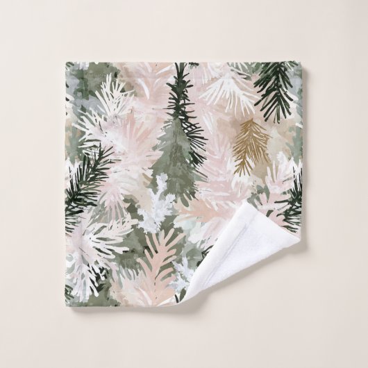 Arbres de Noël verts roses Abstraits (Gant de toilette)