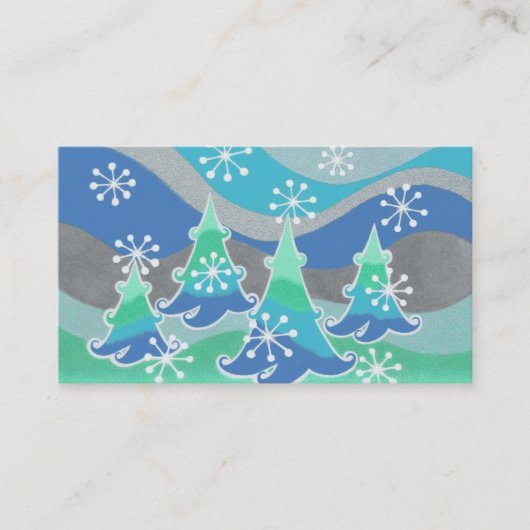 Arbres d'hiver bleu carte de visite (Devant)