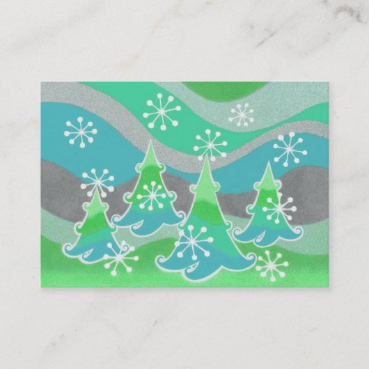 Arbres d'hiver carte de visite vert (Devant)