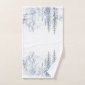 Arbres d'hiver de neige bleue (Serviette à main)