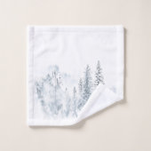 Arbres d'hiver de neige bleue (Gant de toilette)