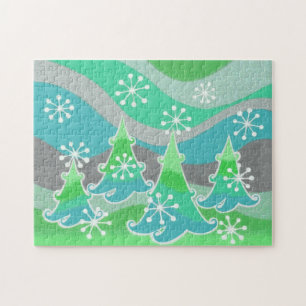 Arbres d'hiver Puzzle vert