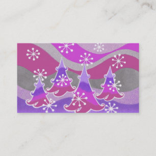 Arbres d'hiver violet carte de visite blanc