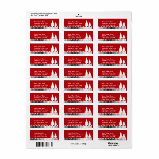 Arbres et bandes Adresse ou étiquette cadeau (Feuille entière)