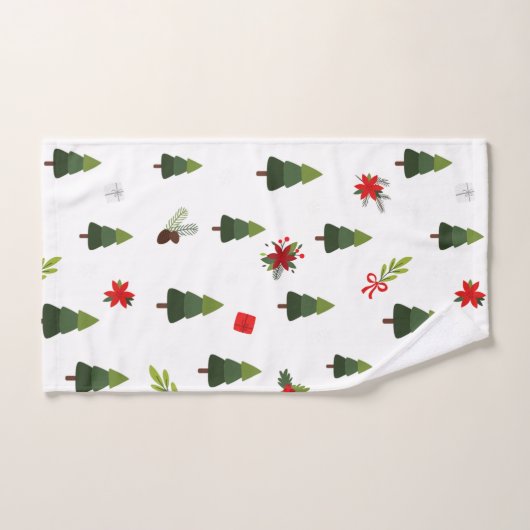 Arbres et vaches de Noël (Serviette à main)