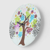Arbres fleuris colorés Horloge murale (Angle)