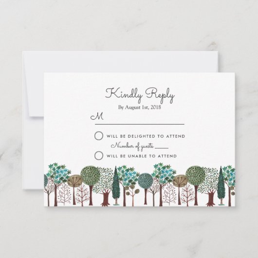 Arbres Forêt Bois | Mariage | Carte de réponse RSV (Devant)