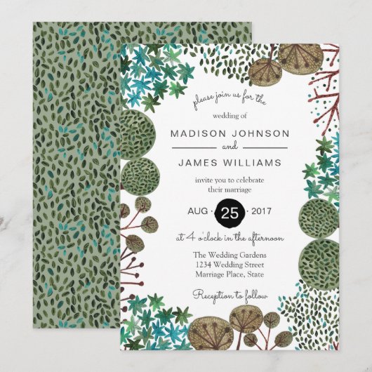 Arbres Forêt Bois | Mariage | Invitation (Devant / Derrière)